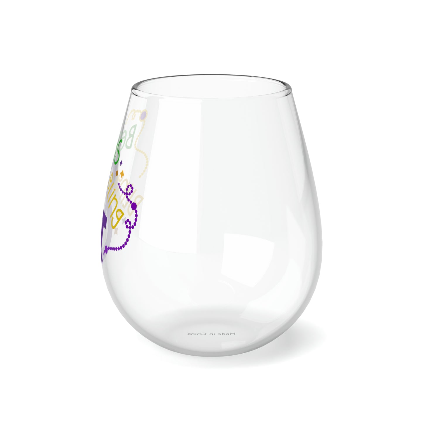 Beads & Bling Bling Stemless Wine Glass, 11.75oz