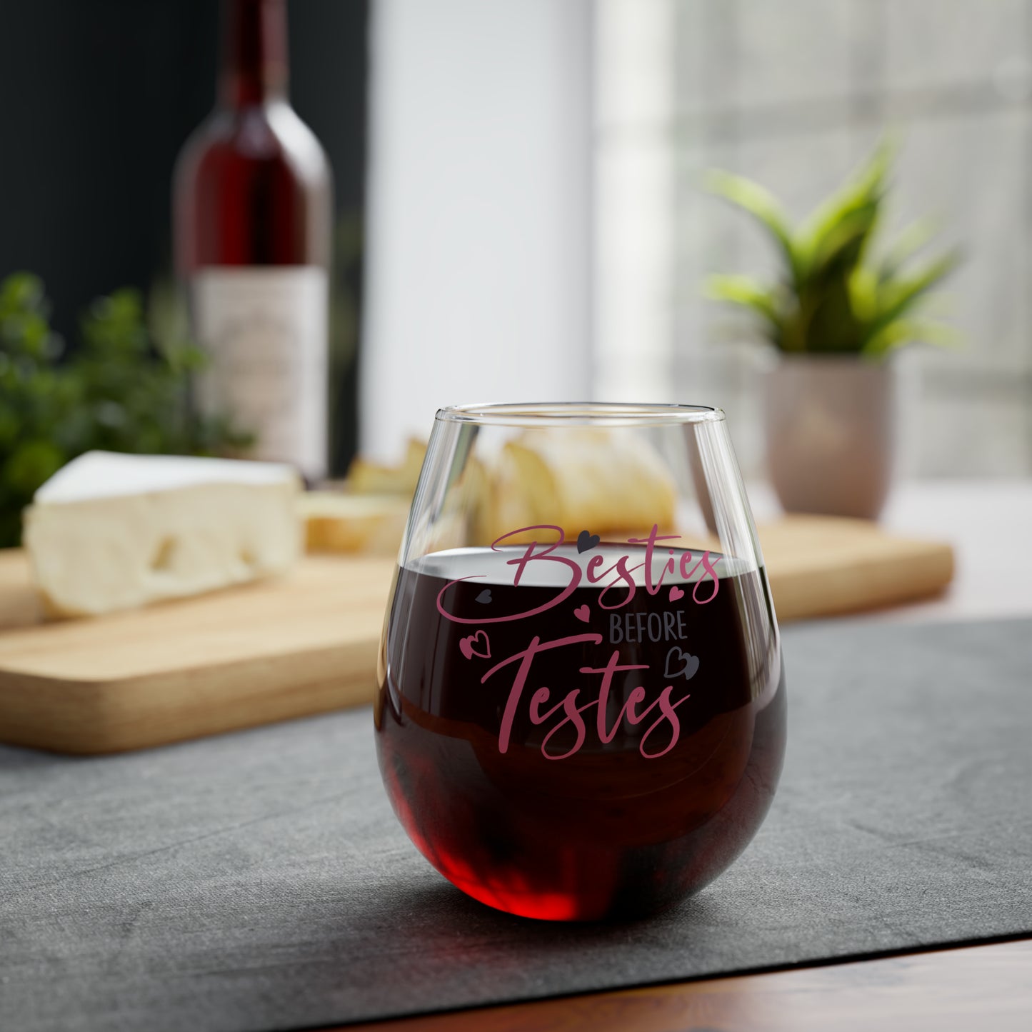 Besties Before Testies Stemless Wine Glass, 11.75oz