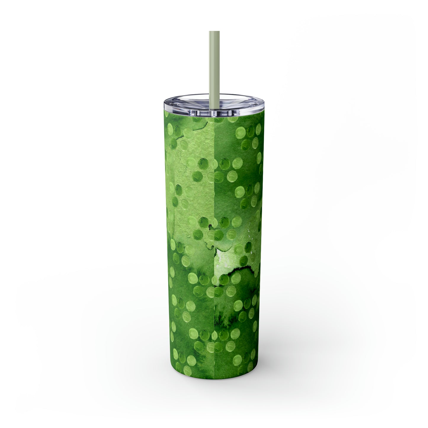 St Patricks Day Polka Dots Skinny Tumbler with Straw, 20oz