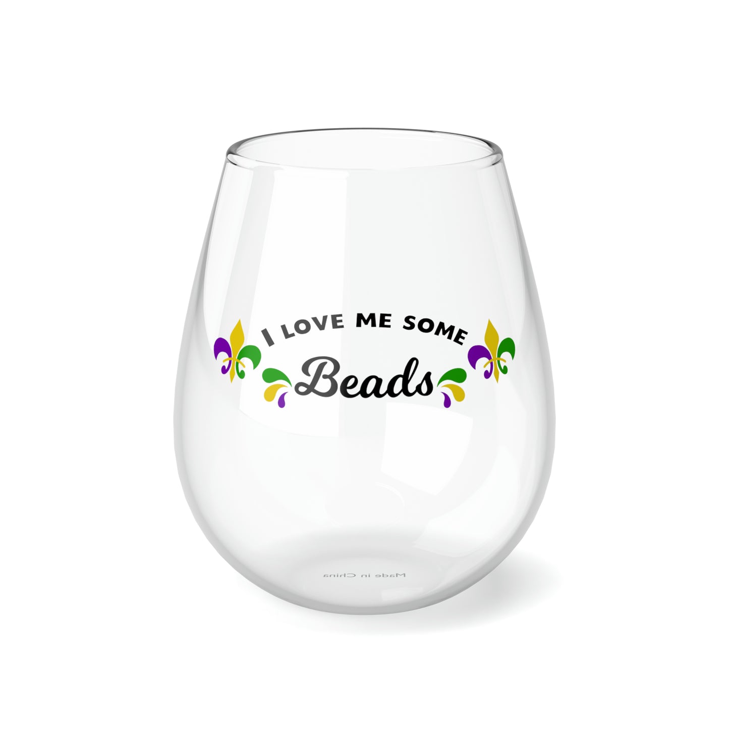 I Love Me Some Beads Stemless Wine Glass, 11.75oz