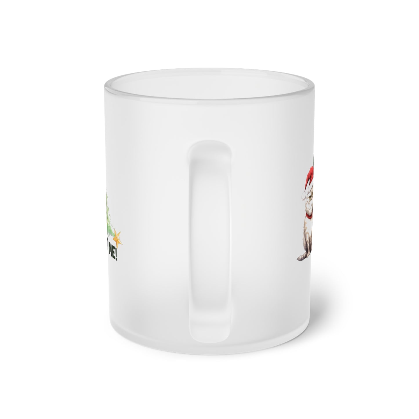 Frosted Glass Mug, Cute Christmas Mug, Cat Themed Holiday Mug, Frosted Mug, Cute Coffee Mug, Holiday Coffee Mug, Frosted Holiday Coffee Mug