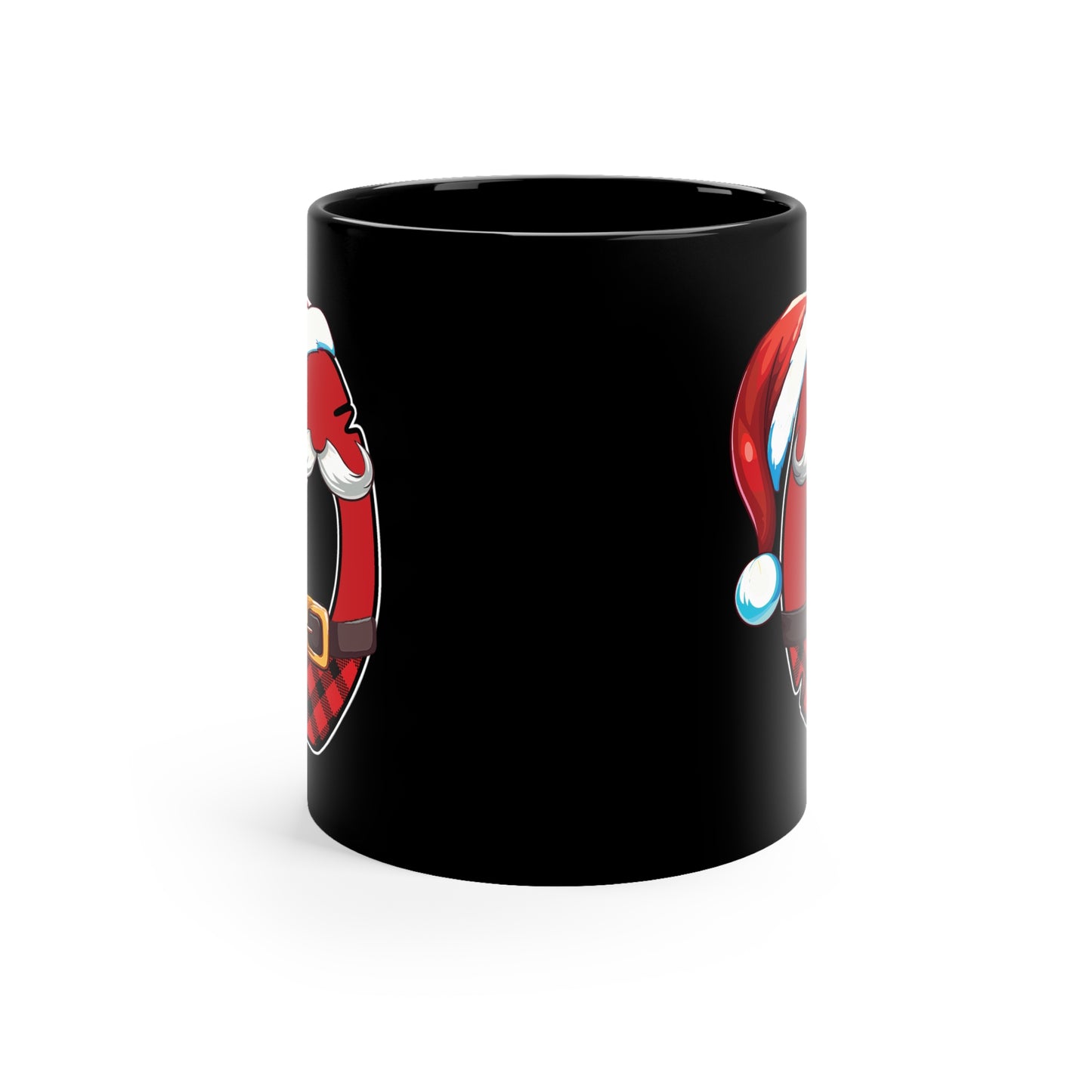 O Santa Initial 11oz Black Mug