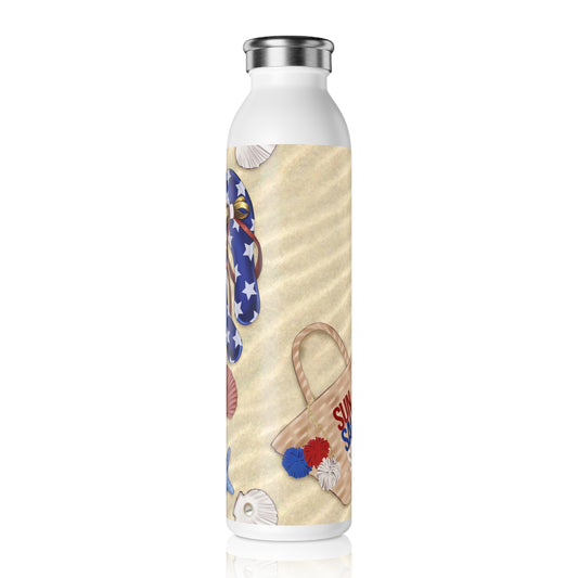 American Flag Themed Sun Salt Sand Slim Water Bottle