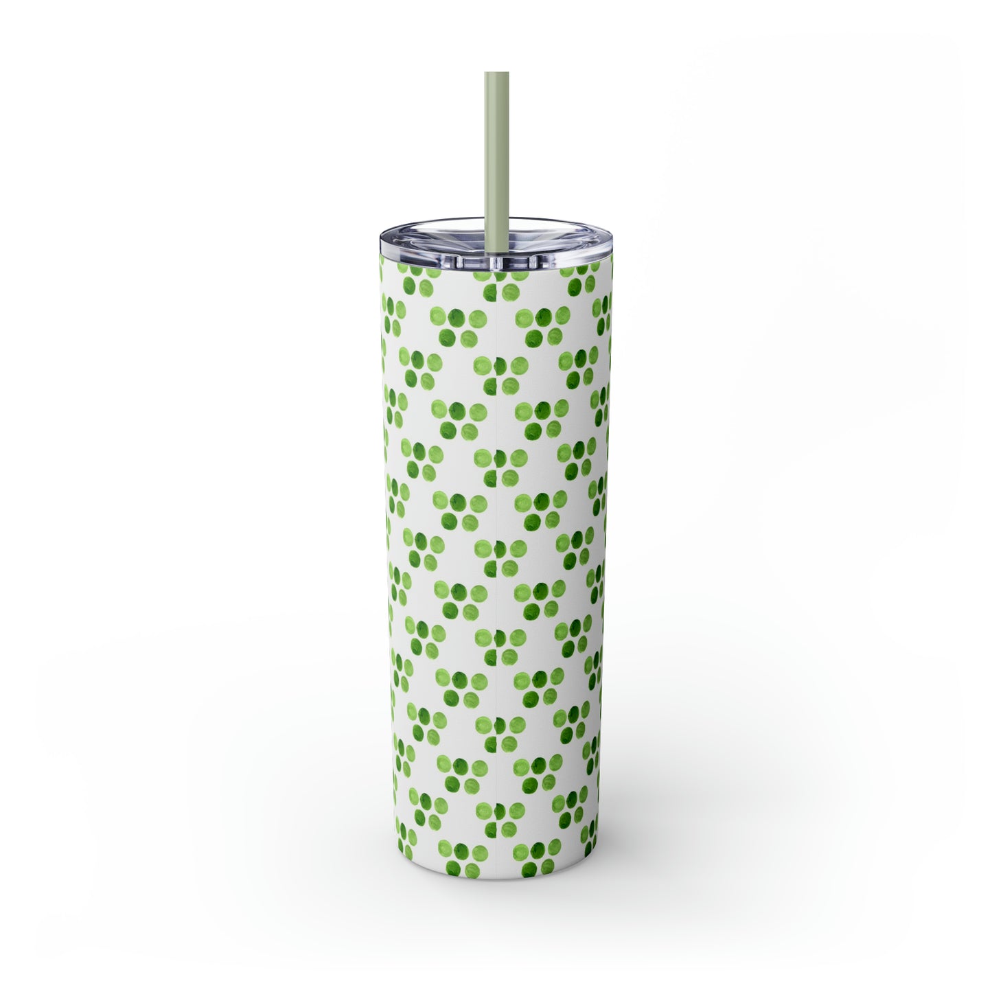 St Patricks Day Polka Dots Skinny Tumbler with Straw, 20oz