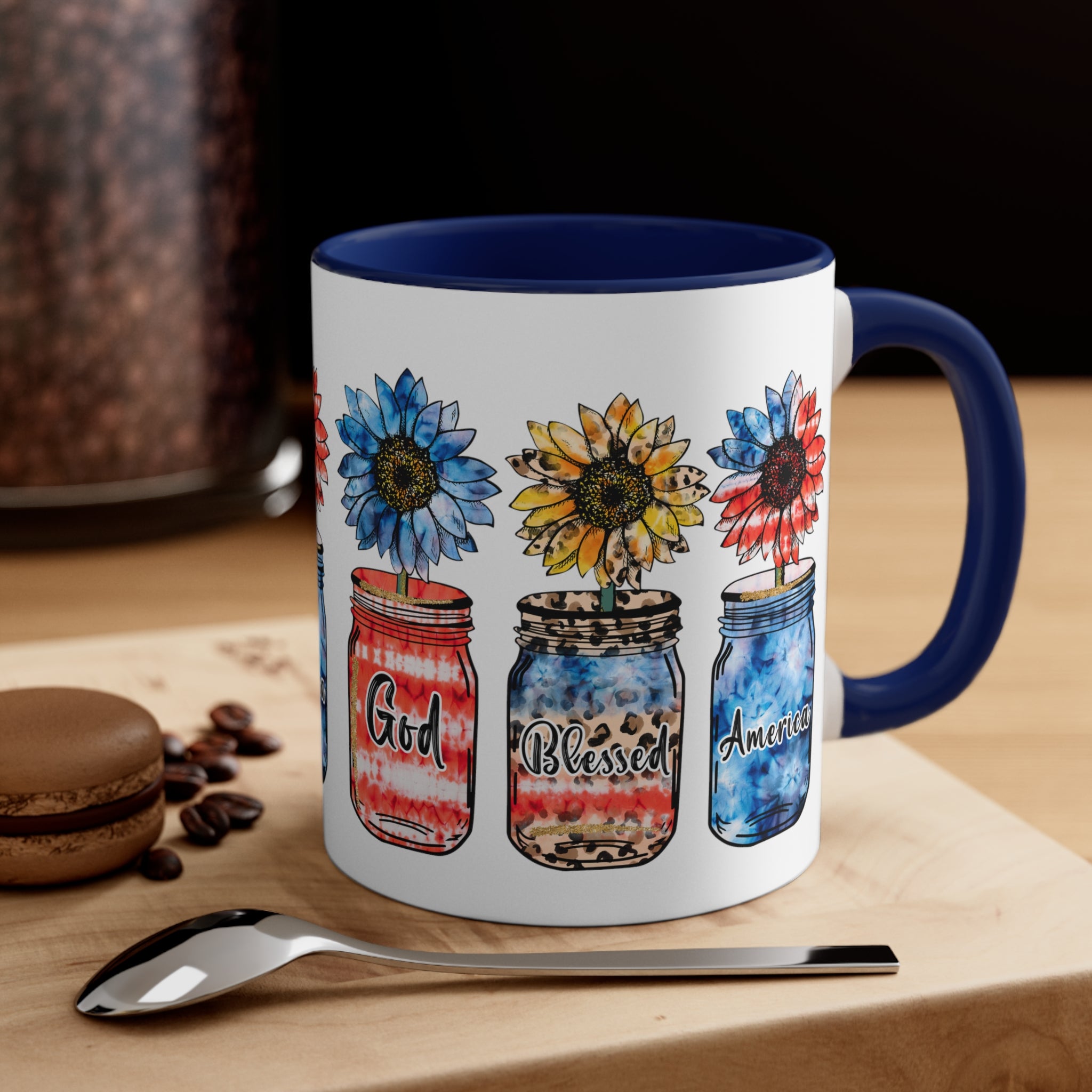 God Bless America Accent Coffee Mug, 11oz