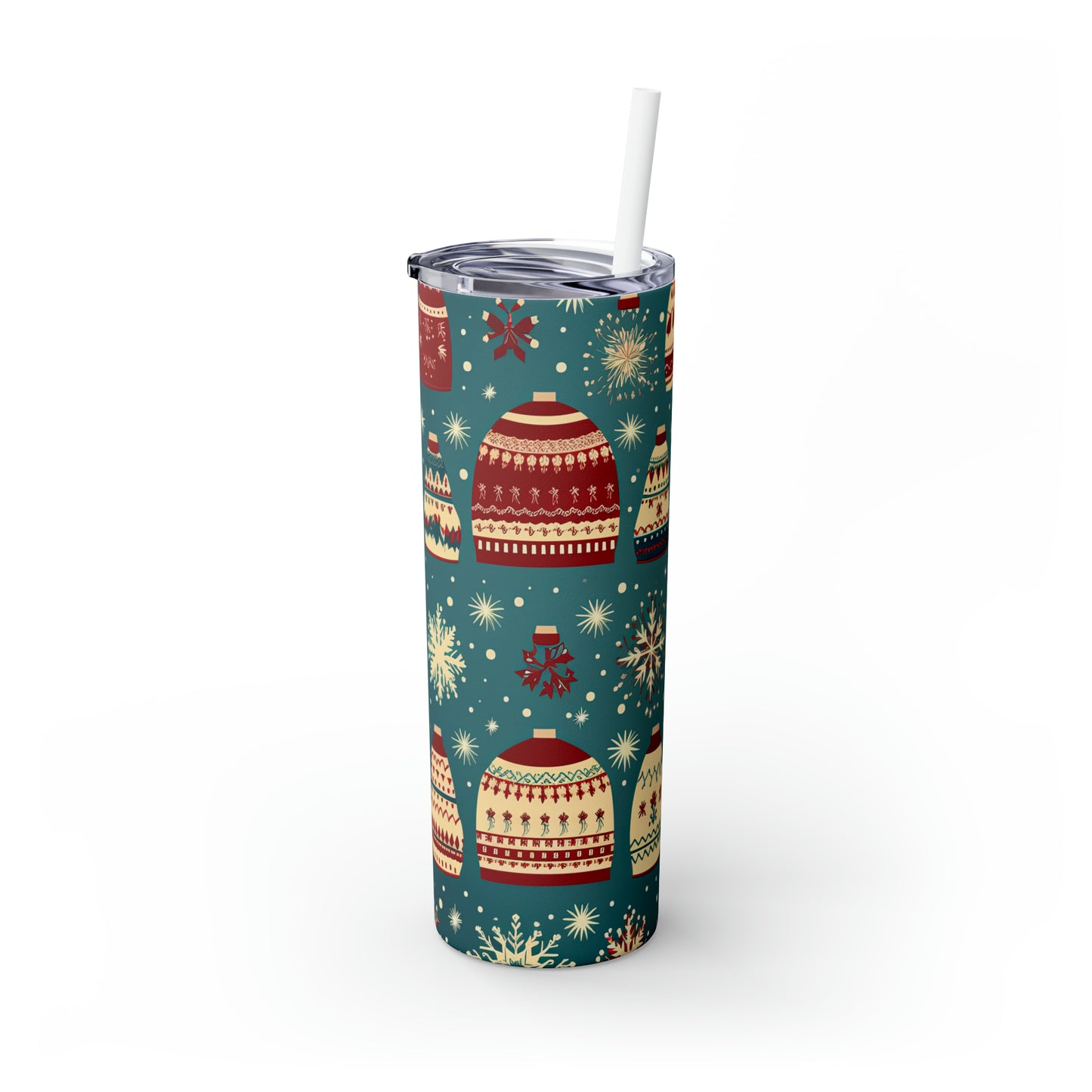 Ugly Christmas Sweater Skinny Tumbler with Straw, 20oz