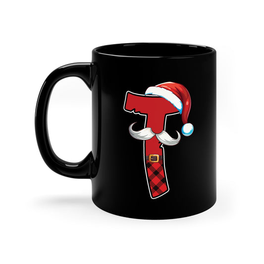 T Santa Initial 11oz Black Mug