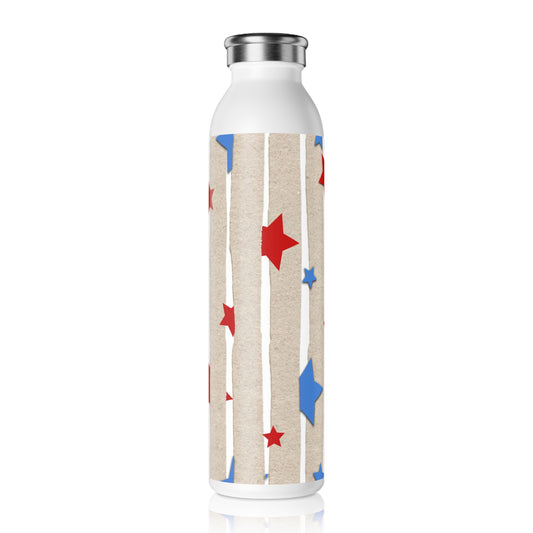 American Flag Themed Stars & Stripes Slim Water Bottle