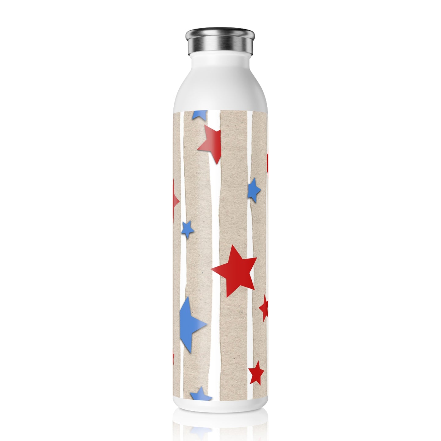 American Flag Themed Stars & Stripes Slim Water Bottle