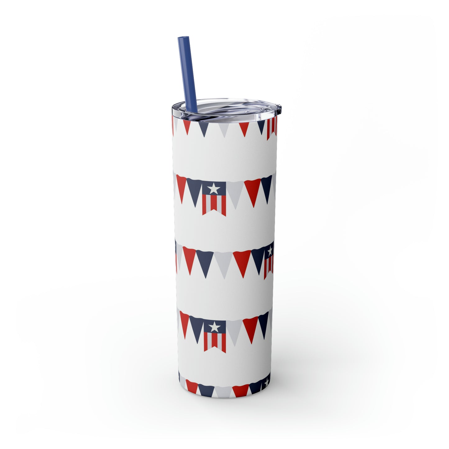 American Flag Banner Skinny Tumbler with Straw, 20oz