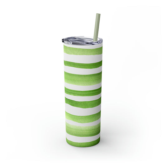 St Patricks Day Stripes Skinny Tumbler with Straw, 20oz