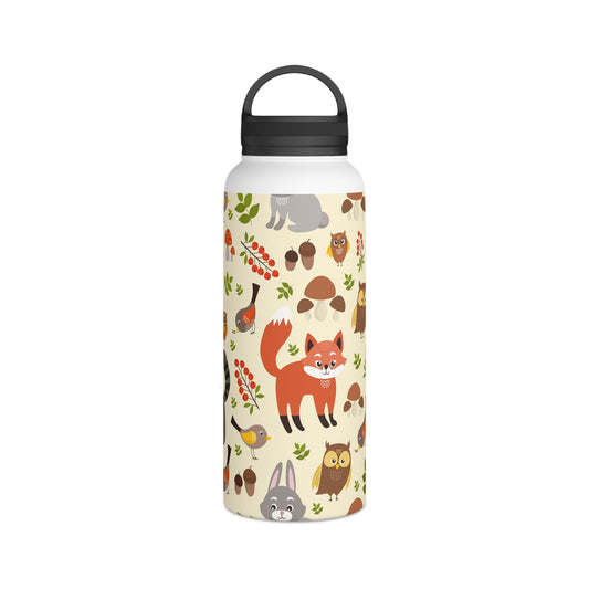 Back To School Animals Stainless Steel Water Bottle, Handle Lid