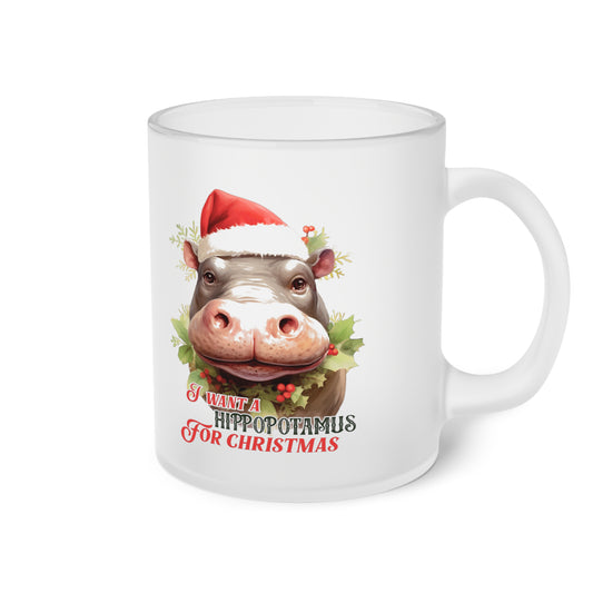 Frosted Glass Mug, Cute Christmas Mug, Goat Themed Holiday Mug, Frosted Mug, Cute Coffee Mug, Holiday Coffee Mug, Frosted Holiday Coffee Mug