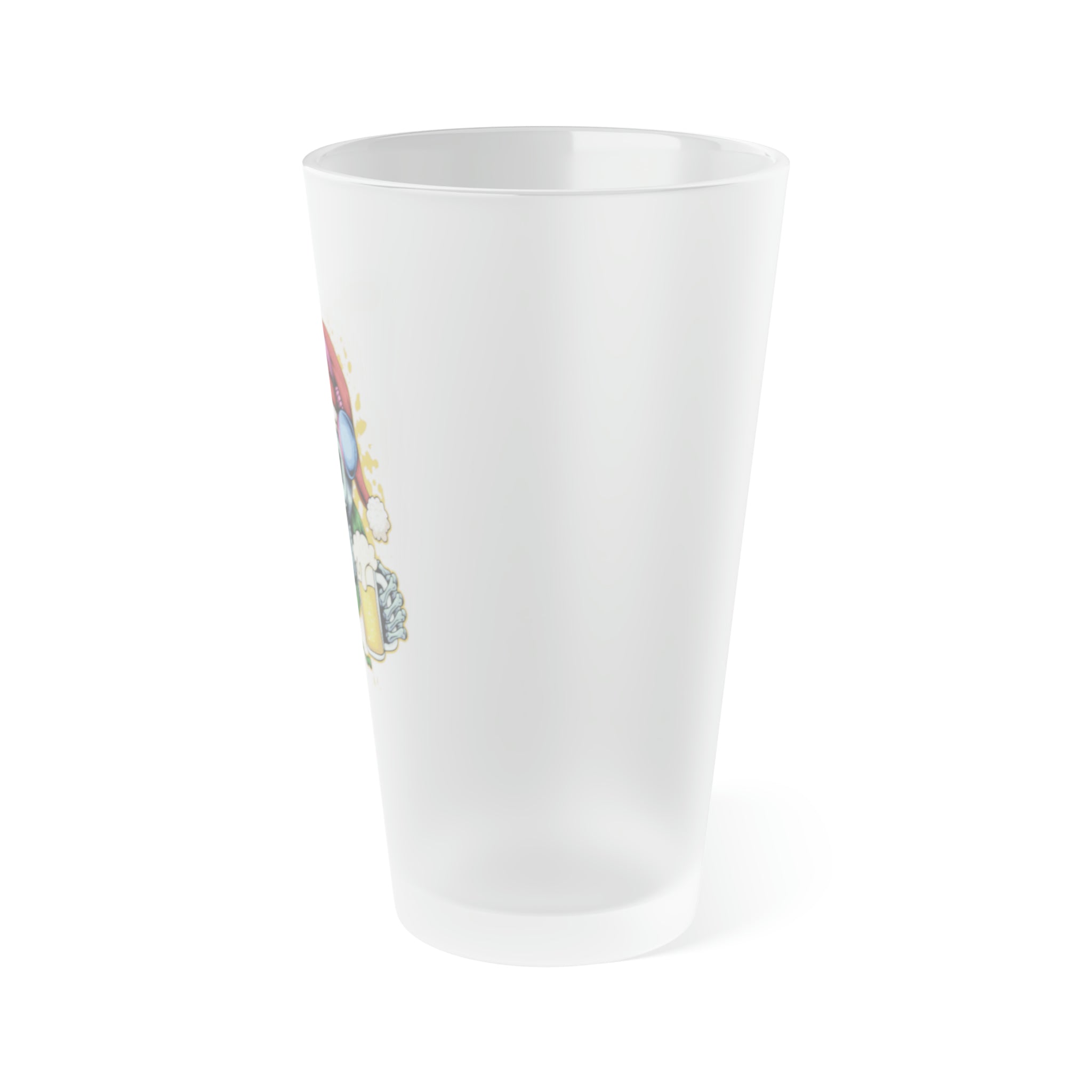 Let's Party Santa Skull Frosted Pint Glass, 16oz