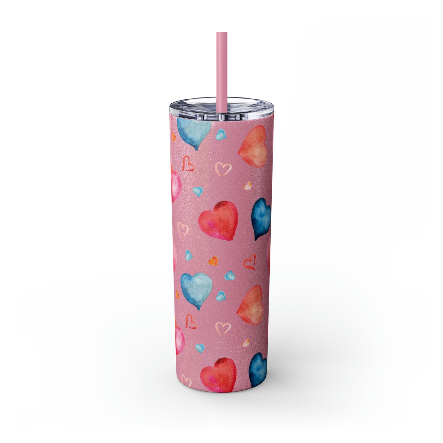 Valentine's Hearts Skinny Tumbler with Straw, 20oz