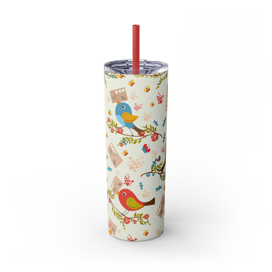 Love Letters Valentine's Skinny Tumbler with Straw, 20oz