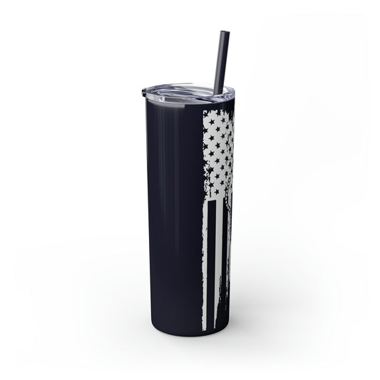 Flag with Tags Veterans Day Skinny Tumbler with Straw, 20oz
