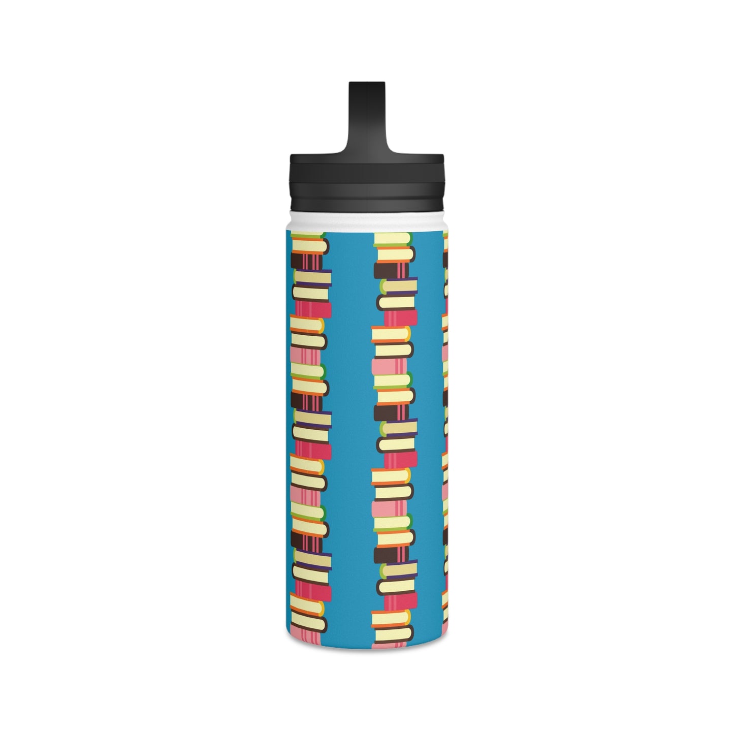 Back To School Books Stainless Steel Water Bottle, Handle Lid