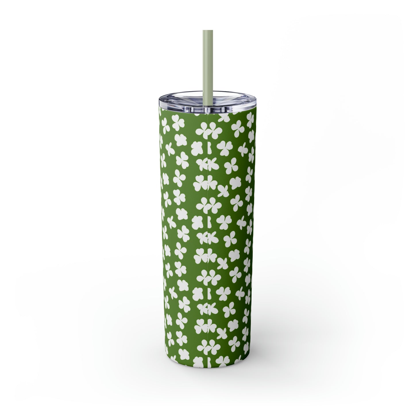 St Patricks Day Clovers Skinny Tumbler with Straw, 20oz