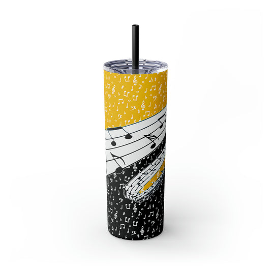 Musical Notes Skinny Tumbler with Straw, 20oz