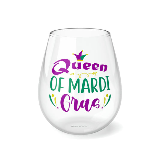 Queen Of Mardi Gras Stemless Wine Glass, 11.75oz