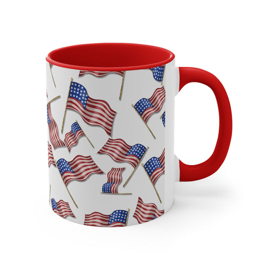 Memorial Day American Flags Accent Coffee Mug, 11oz