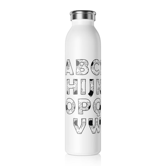 Alphabet Letters Slim Water Bottle