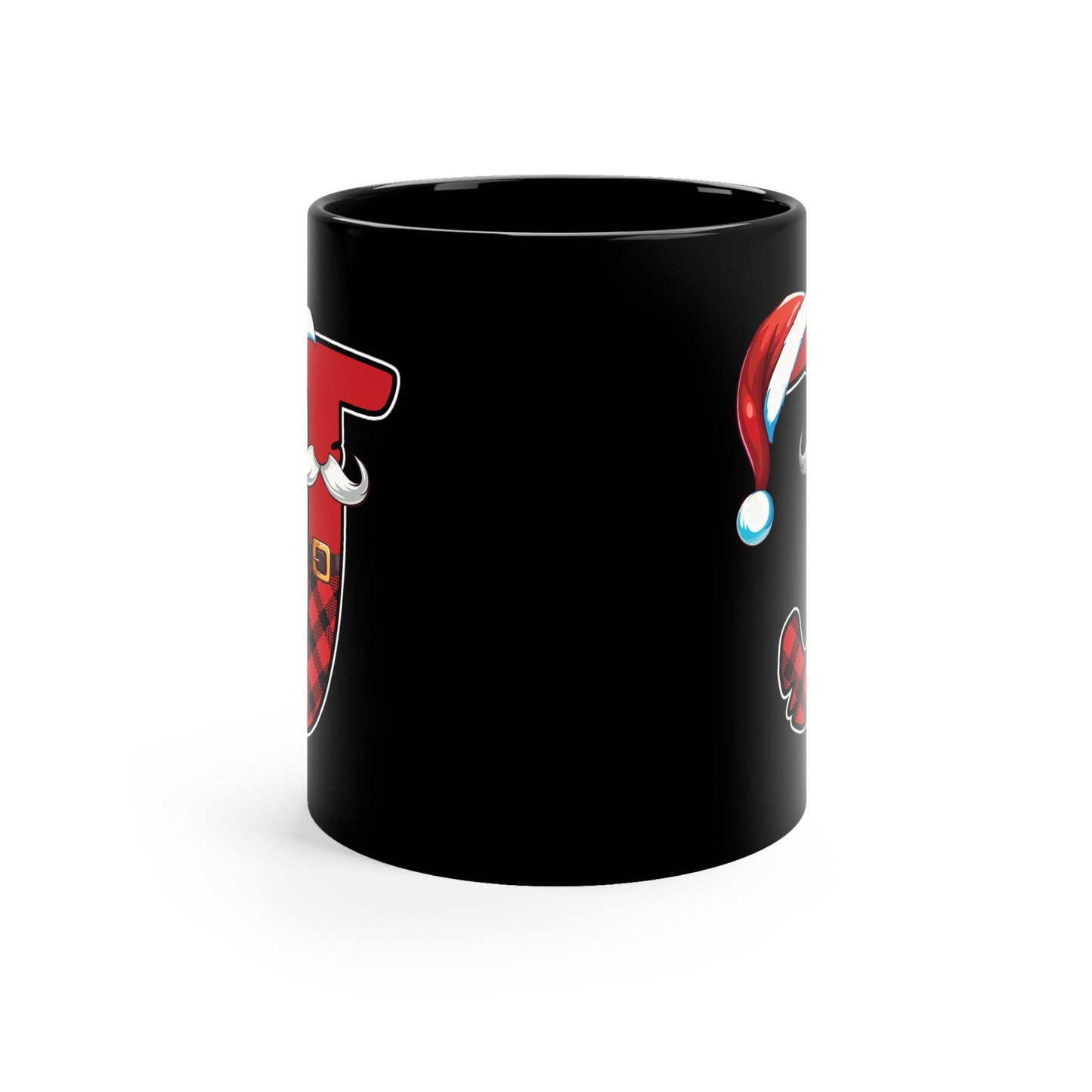 J Santa Initial 11oz Black Mug