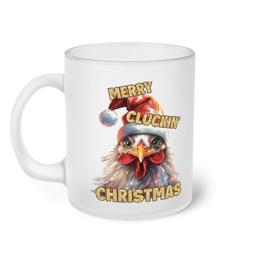 Frosted Glass Mug, Cute Christmas Mug, Chicken Themed Holiday Mug, Frosted Mug, Cute Coffee Mug, Holiday Coffee Mug, Frosted Holiday Coffee Mug