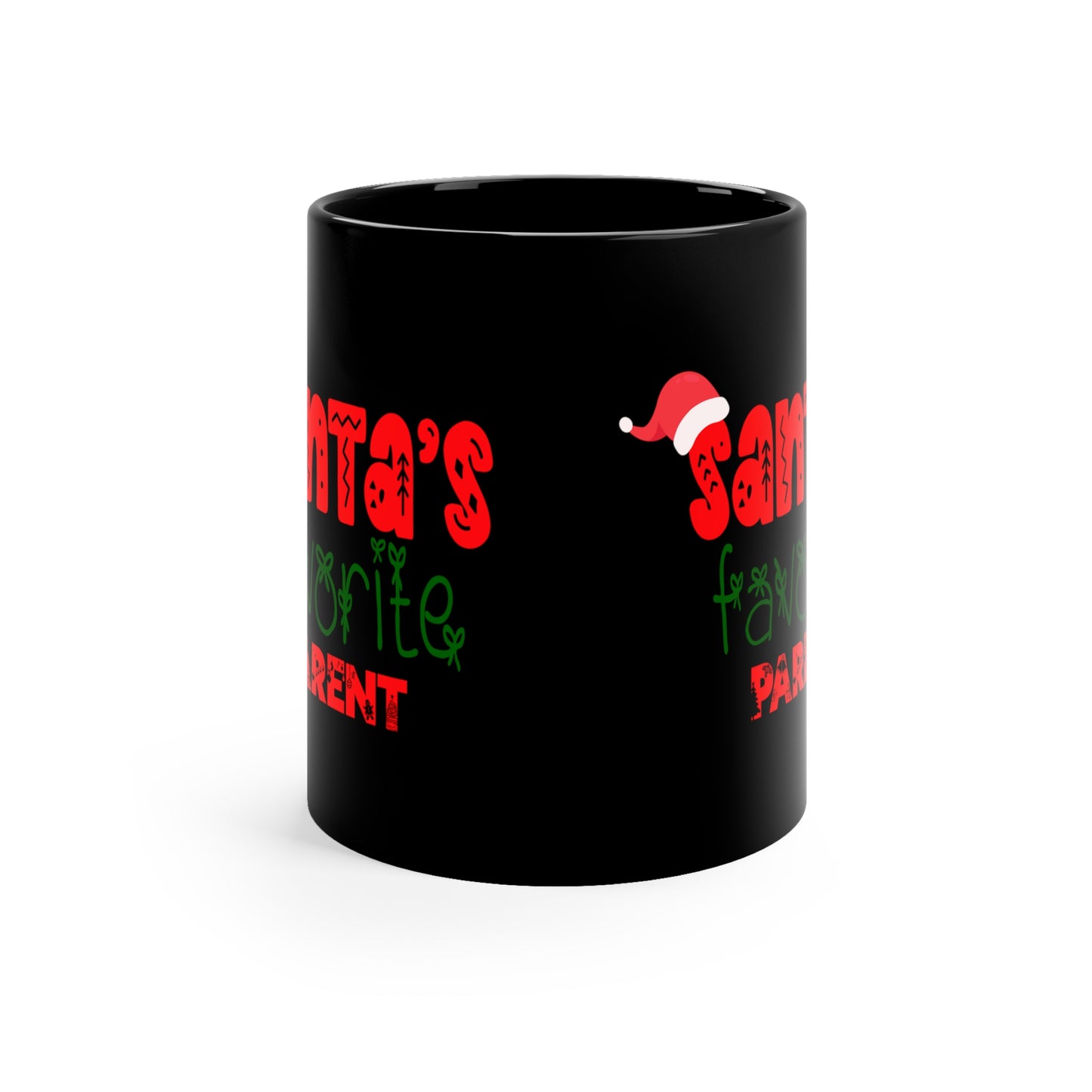 Santa's Favorite Parent 11oz Black Mug