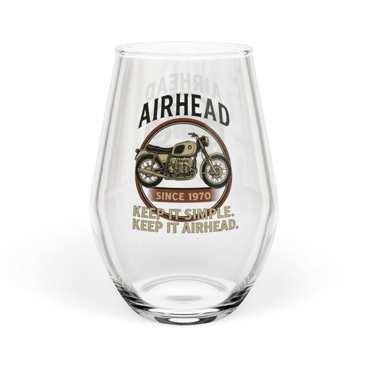 Airhead Stemless Wine Glass, Airhead Glass 11.75oz, BMW Airhead Glass,