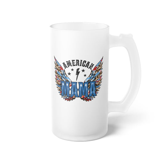 American Mama Frosted Glass Beer Mug