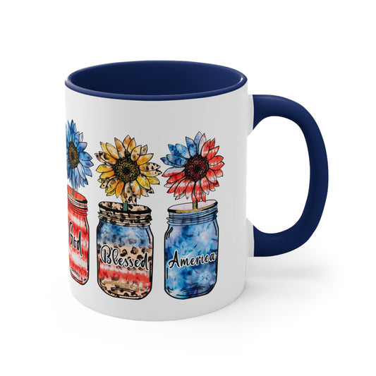 God Bless America Accent Coffee Mug, 11oz