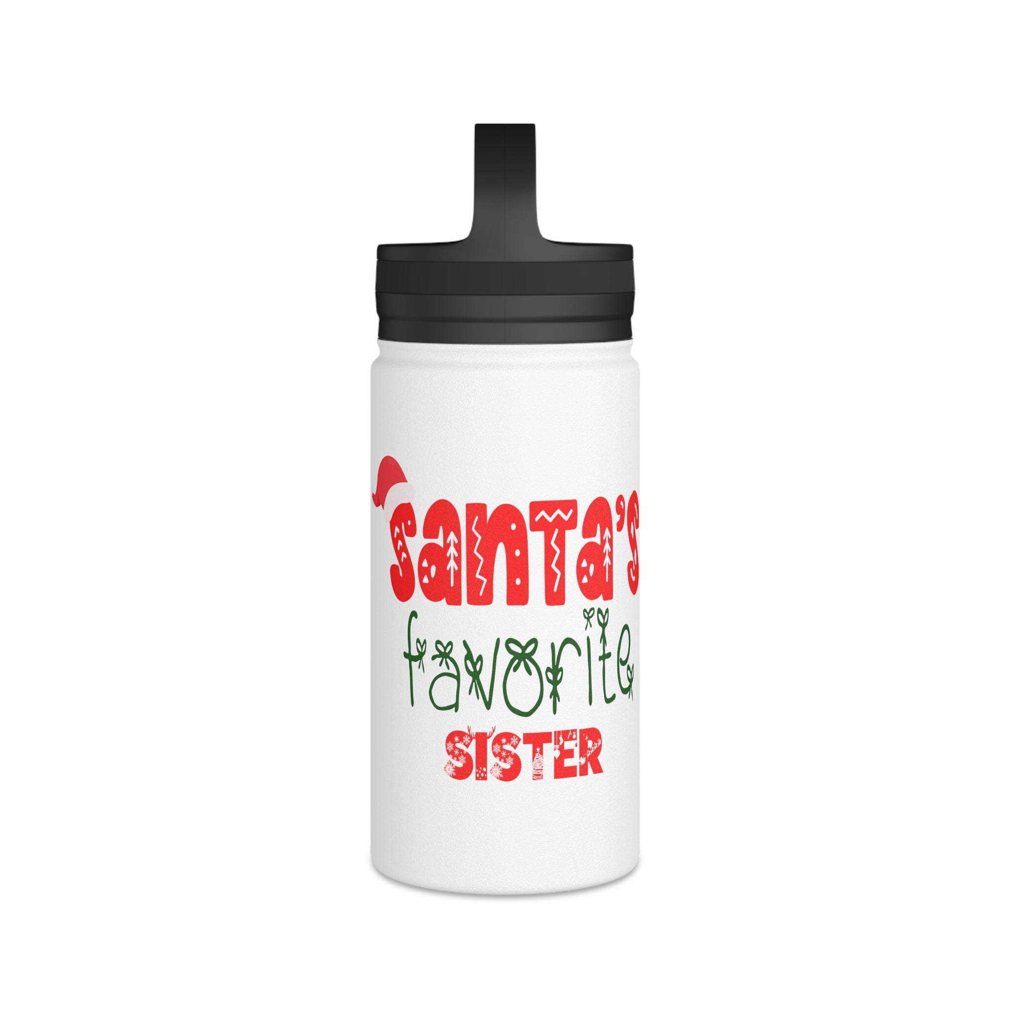 Santa's Favorite Sister Stainless Steel Water Bottle, Handle Lid