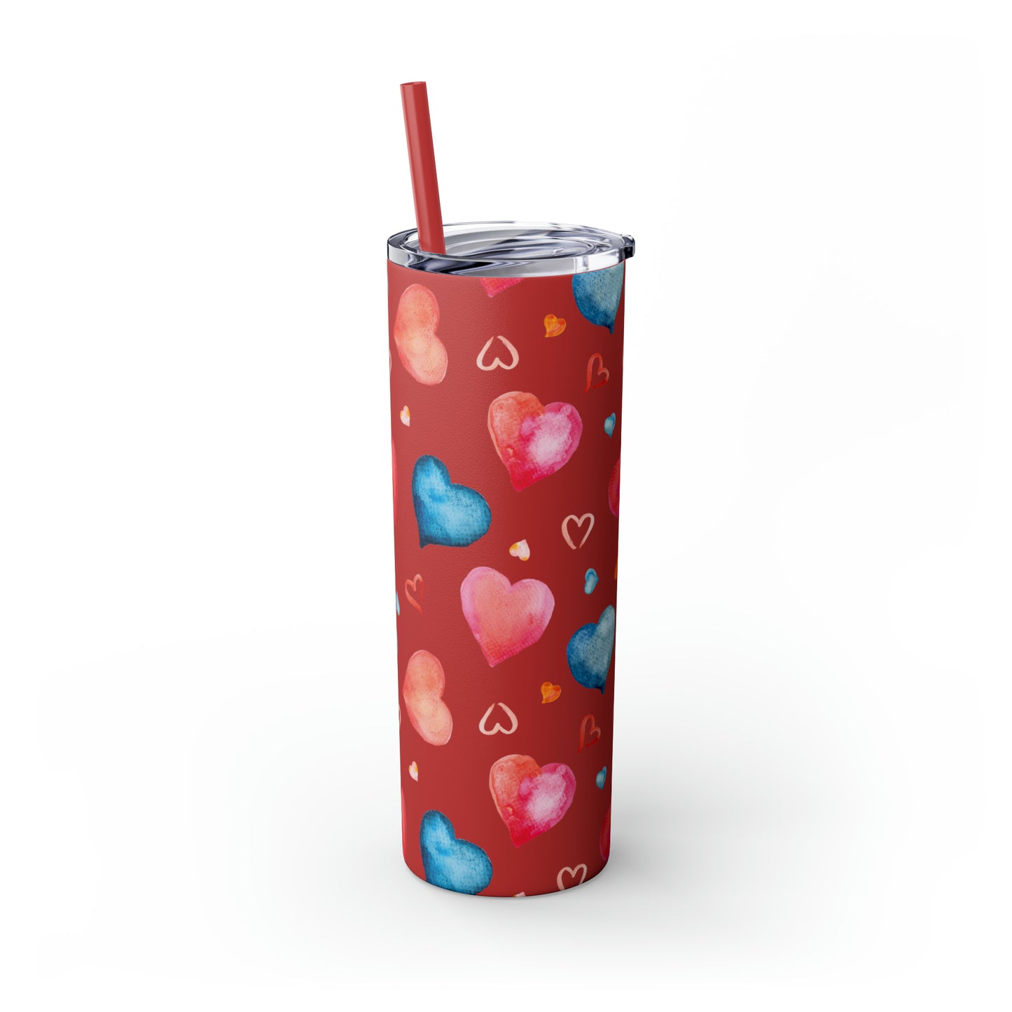 Valentine's Hearts Skinny Tumbler with Straw, 20oz