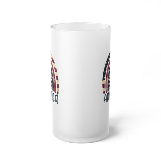 Love America Frosted Glass Beer Mug