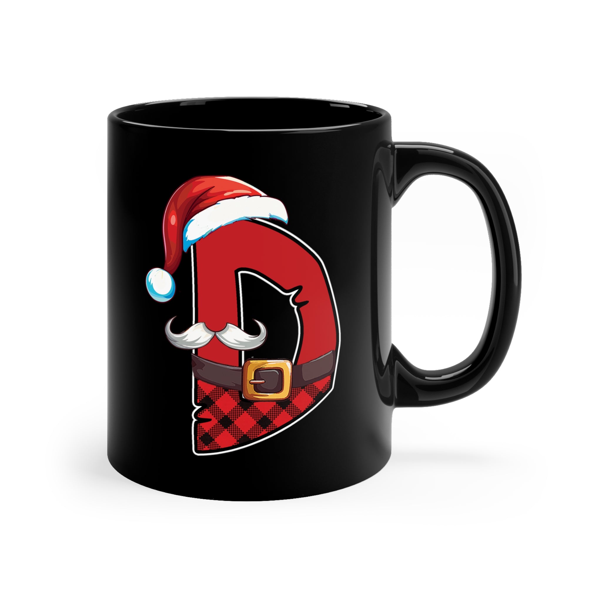 D Santa Initial 11oz Black Mug