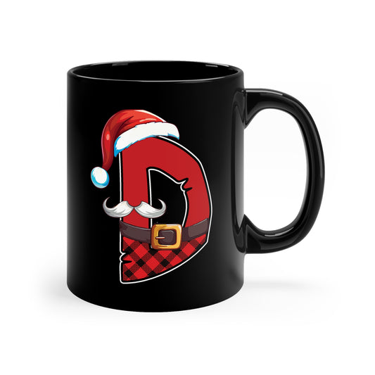 D Santa Initial 11oz Black Mug
