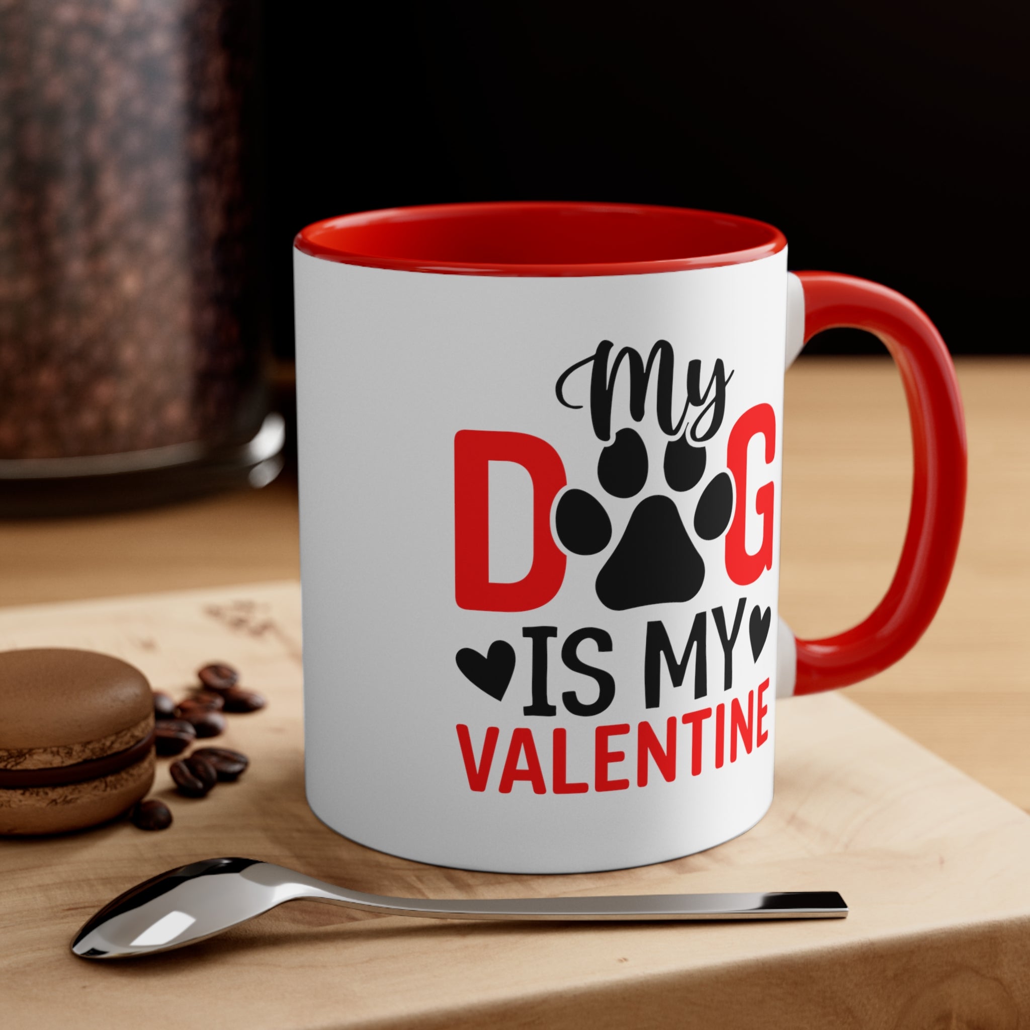 My Dog Is My Valentine Accent Coffee Mug, 11oz