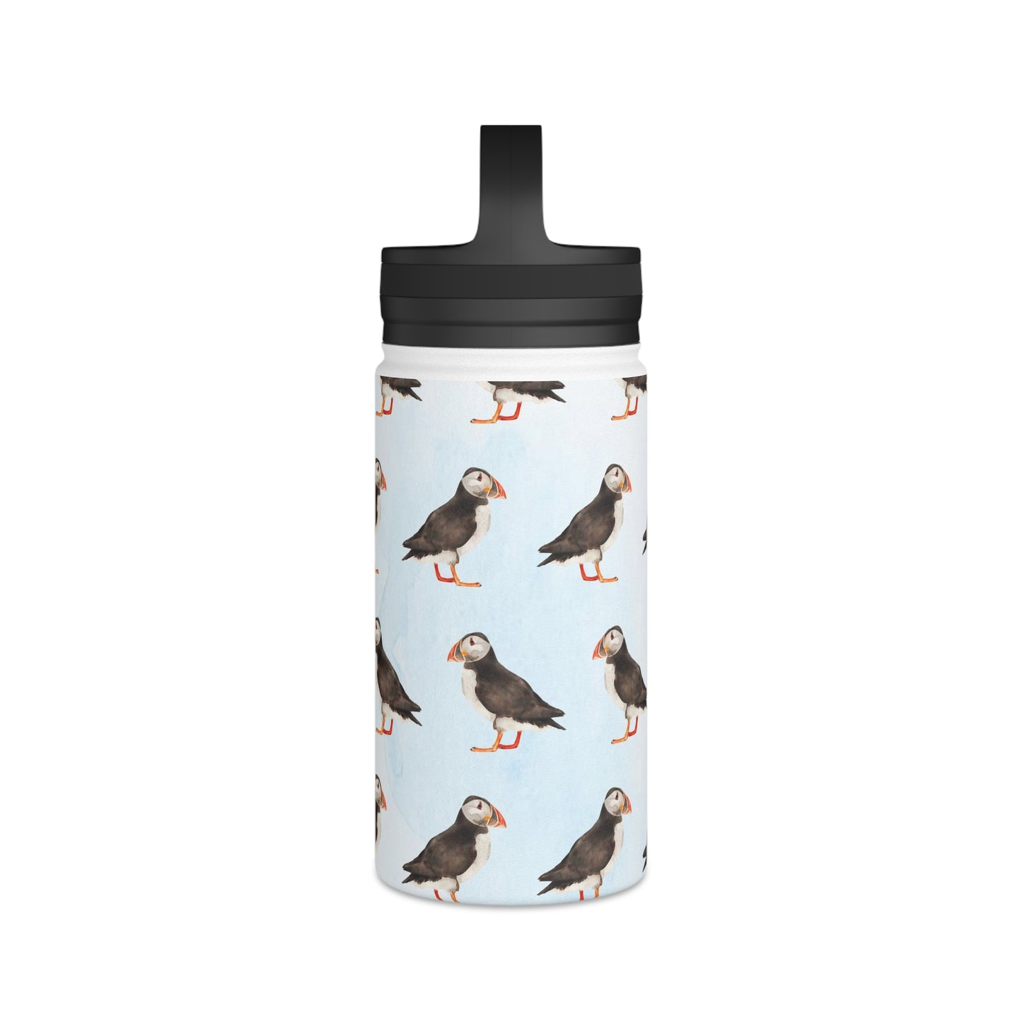 Back To School Puffins Stainless Steel Water Bottle, Handle Lid