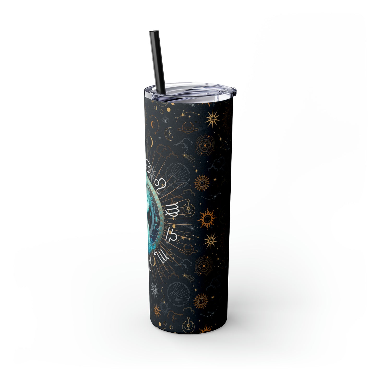 Aquarius Zodiac Skinny Tumbler with Straw Astrology Insulated Mug Bridesmaids Gift Bachelorette Party Favor Birthday Gift