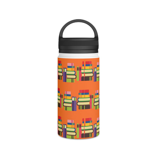 Back To School Books Stainless Steel Water Bottle, Handle Lid