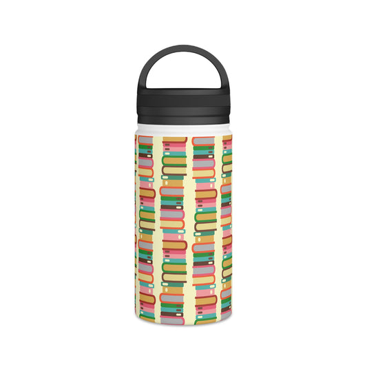 Back To School Books Stainless Steel Water Bottle, Handle Lid