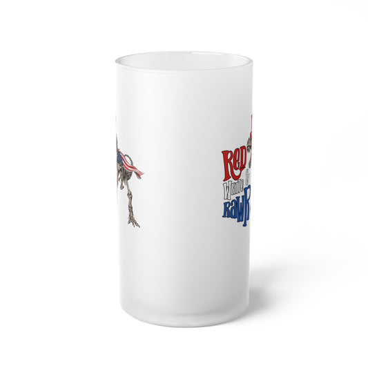 Red White & Rawr Frosted Glass Beer Mug