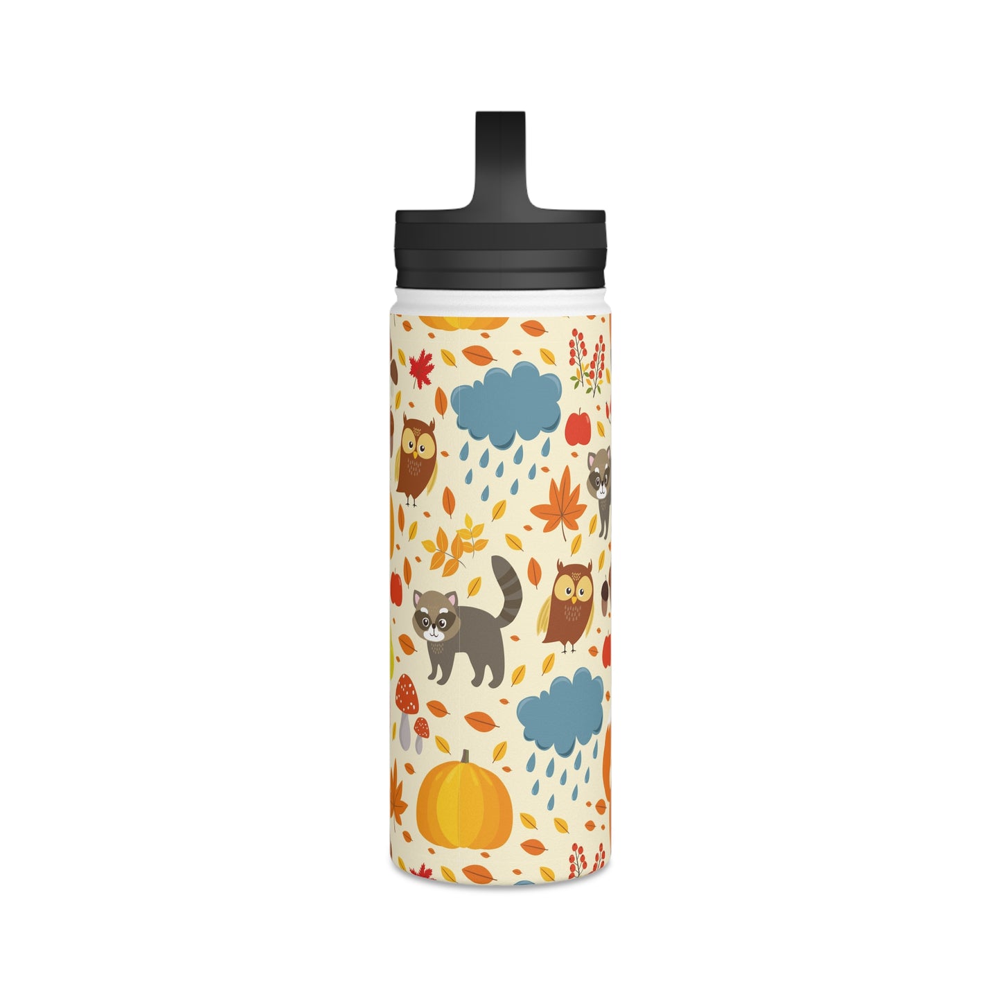 Back To School Animals Stainless Steel Water Bottle, Handle Lid