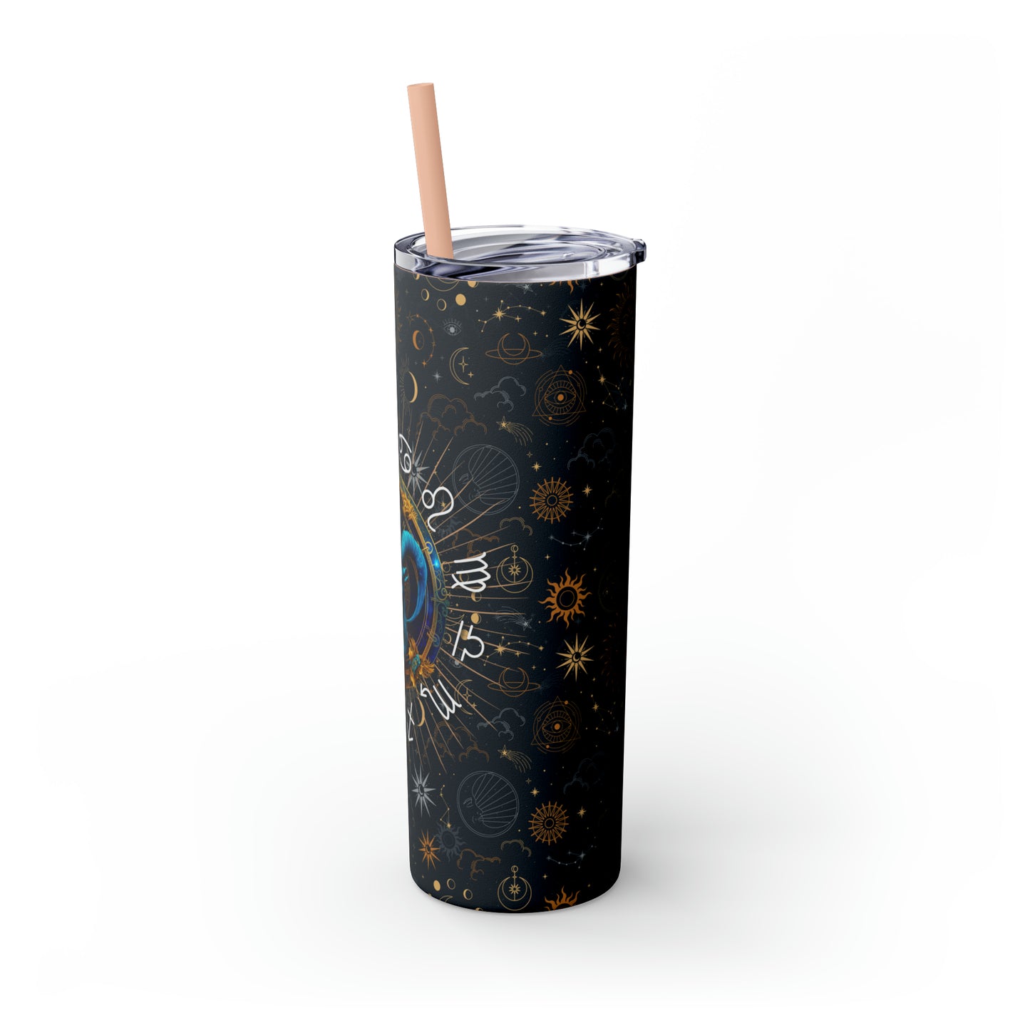 Capricorn Zodiac Skinny Tumbler with Straw Astrology Insulated Mug Bridesmaids Gift Bachelorette Party Favor Birthday Gift