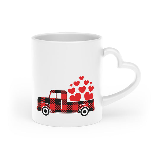 Valentine Truck with Hearts Heart-Shaped Mug