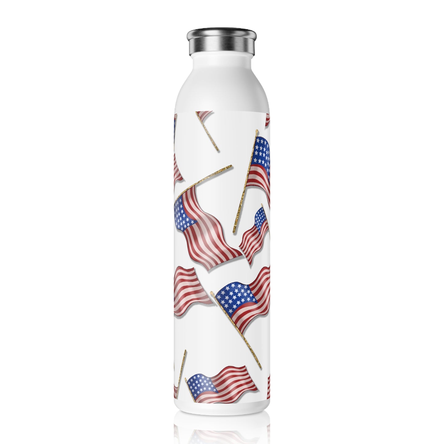 American Flags Themed Slim Water Bottle