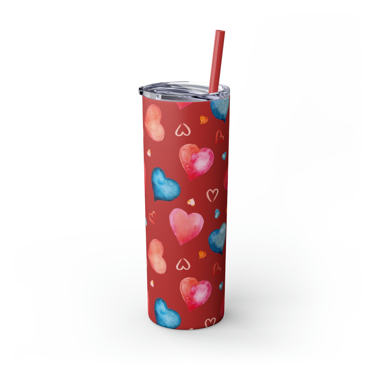 Valentine's Hearts Skinny Tumbler with Straw, 20oz