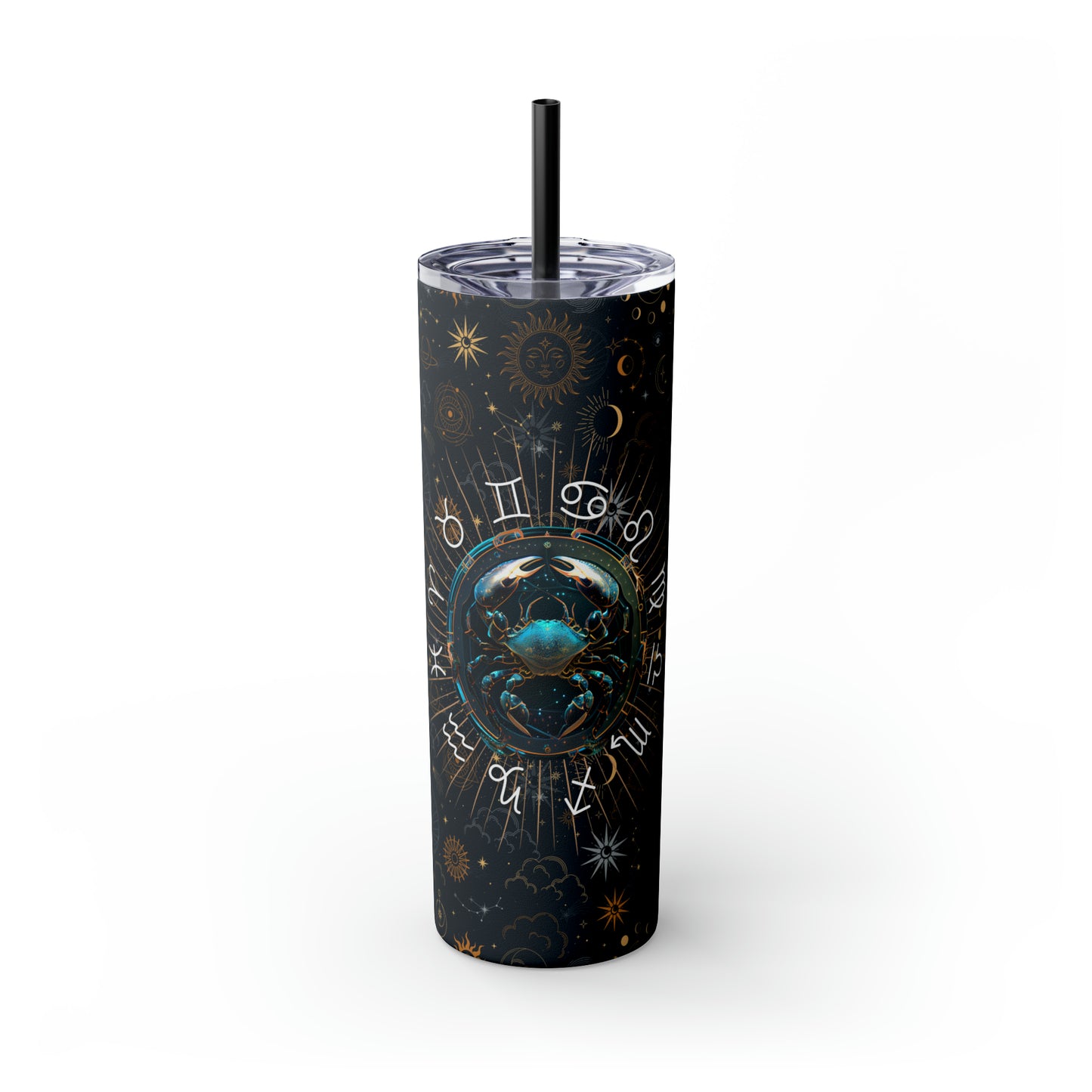 Cancer Zodiac Skinny Tumbler with Straw Astrology Insulated Mug Bridesmaids Gift Bachelorette Party Favor Birthday Gift